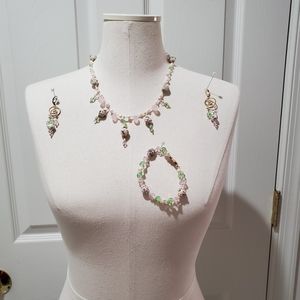 Handcrafted jewelry set - necklace, bracelet, and earrings